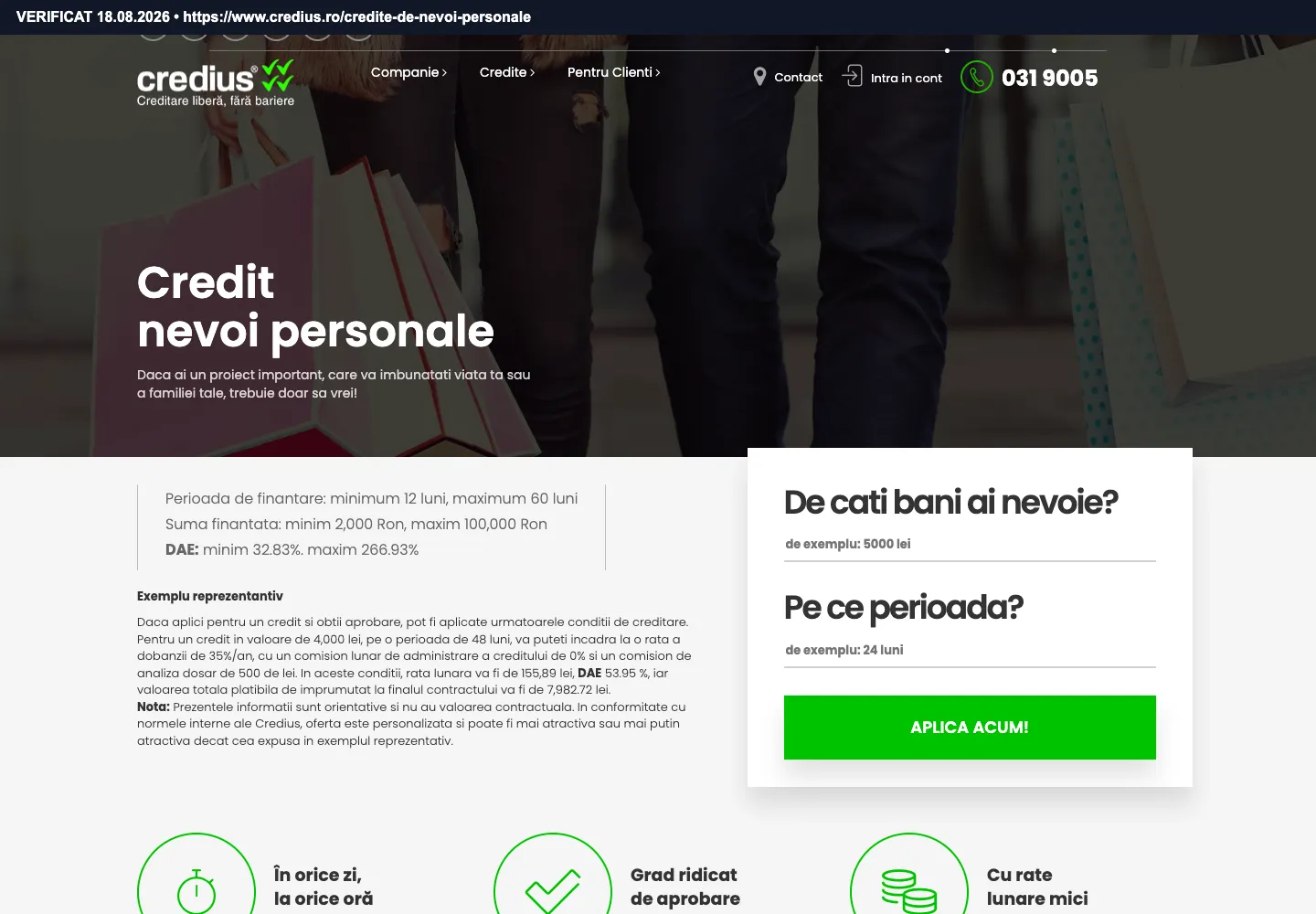 Calculatorul public Credius, verificat pentru recenzie