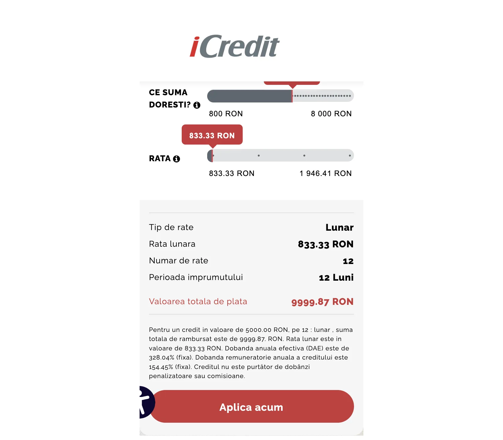 Calculatorul public iCredit, verificat pentru recenzie