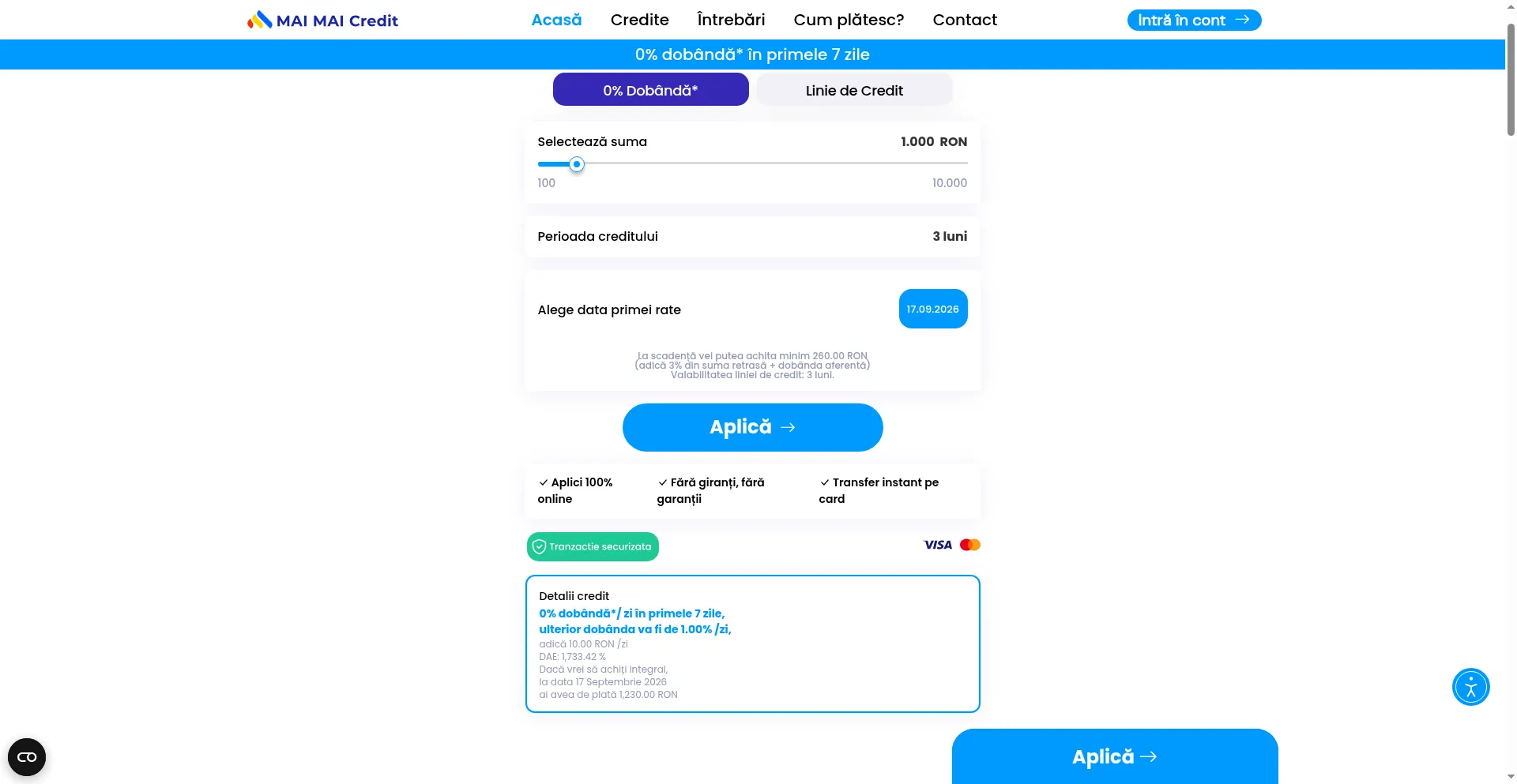 Calculatorul public MaiMaiCredit, verificat pentru recenzie